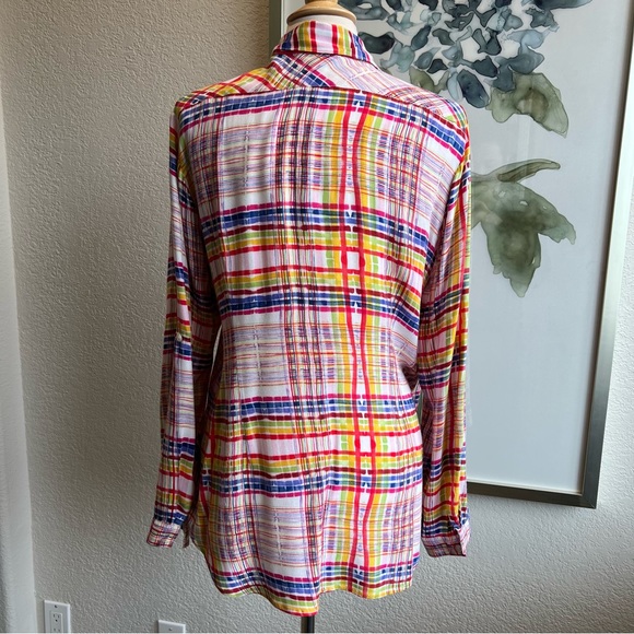 CAbi Cirque Bright Pastel Plaid Button Up Shirt - Picture 4 of 5